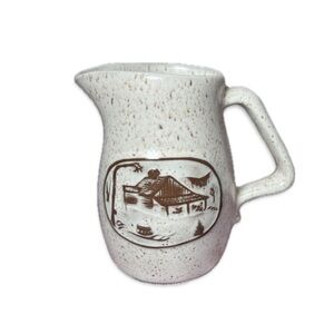 Onion River Pottery Small Pitcher Off-White and Brown 4”H x 3”W